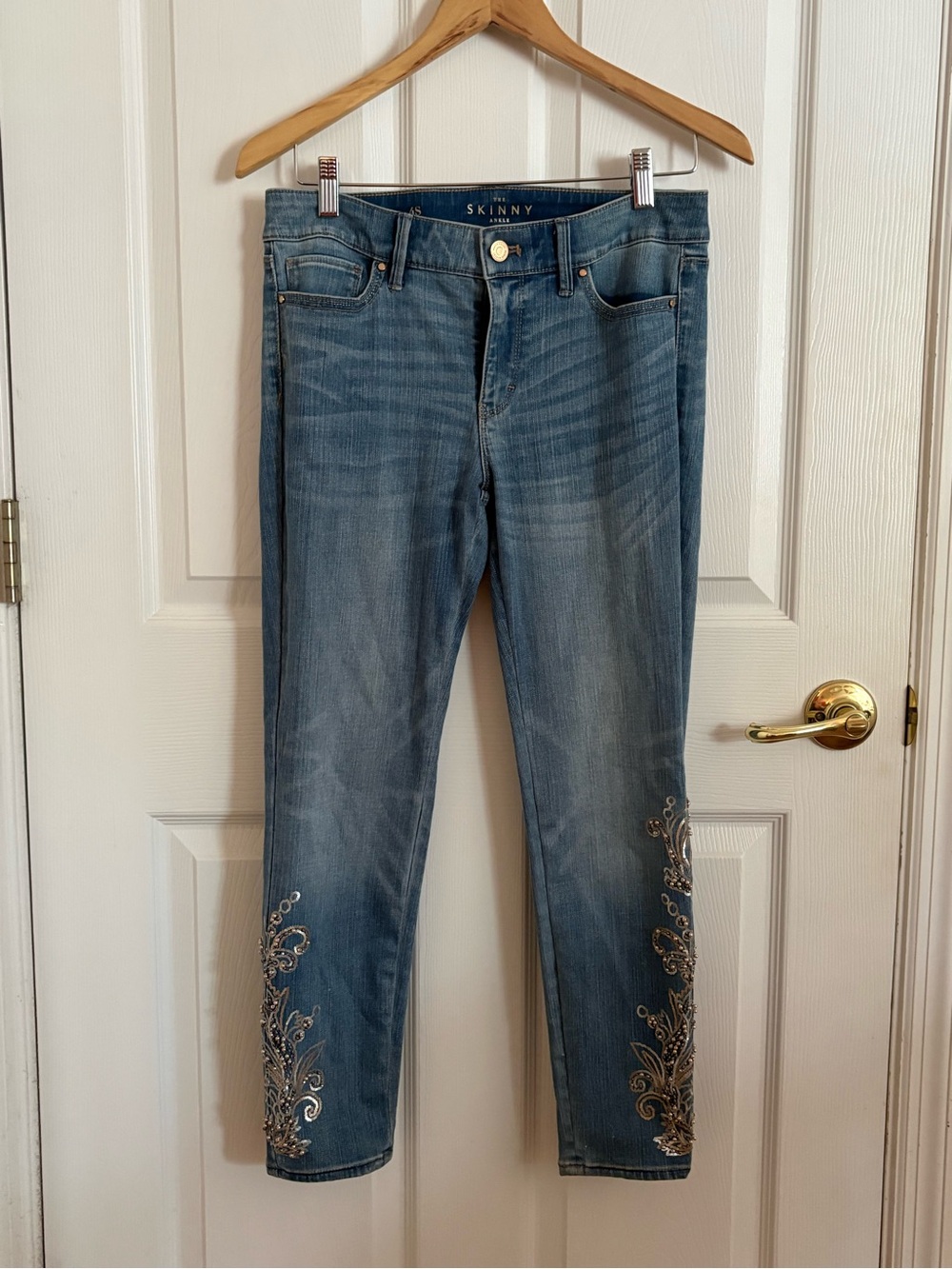 WHBM Skinny Embroidered Hem Ankle Style Jeans - Women